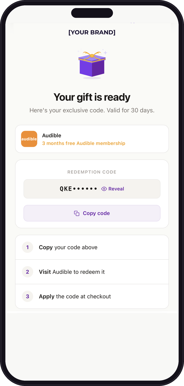 The gift code is ready to redeem